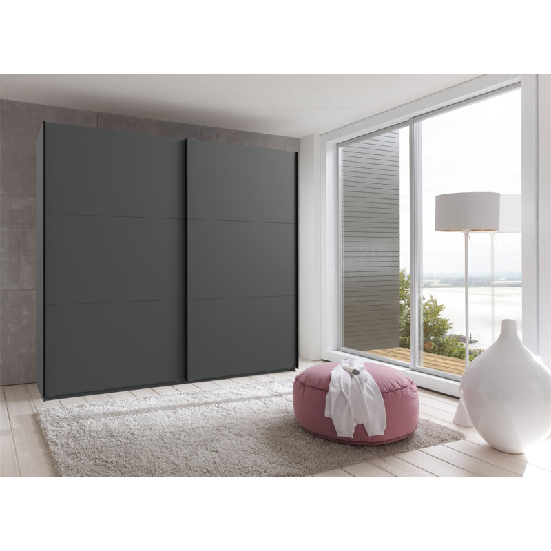 Guardino 2 Door Wardrobe, Graphite, 236cm H x 250cm W x 65cm D