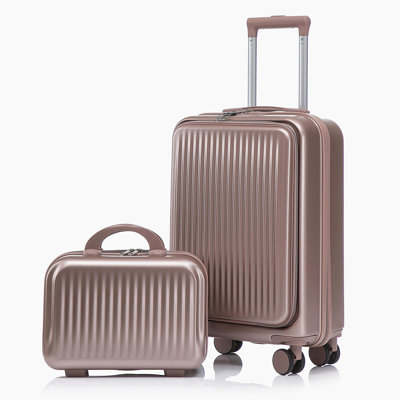 14 "/ 20" 2 pièces / ensemble dans un bagage à roulettes en ABS, avec serrure à combinaison et ouverture avant, étui à cosmétiques 14 "