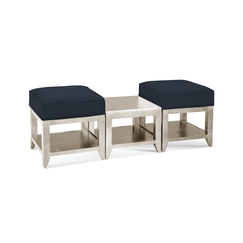 Elements Upholstered Cube Ottoman, Navy Crypton Performance; 0822-61, Coffee
