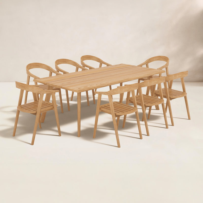 La Costa 7-piece Teak Rectangular Outdoor Dining Set With Extra Wide Planks, 7