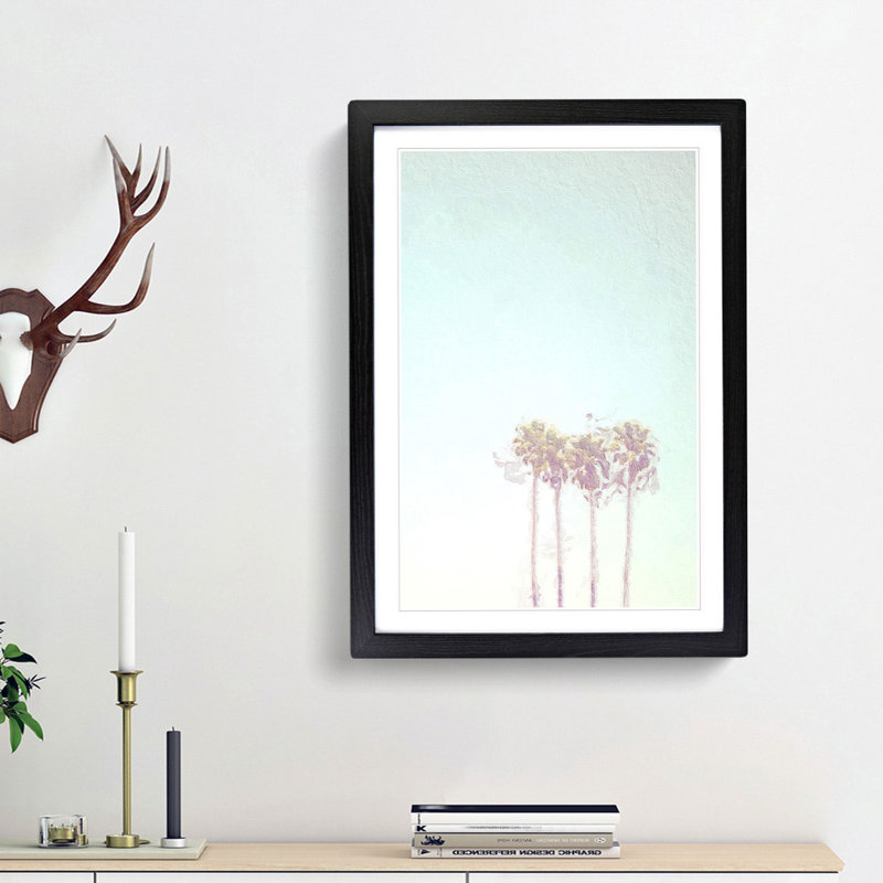 Summertime Palm Trees in Abstract - Picture Frame Painting Print, 36cm H x 27cm W x 2cm D, Black Framed