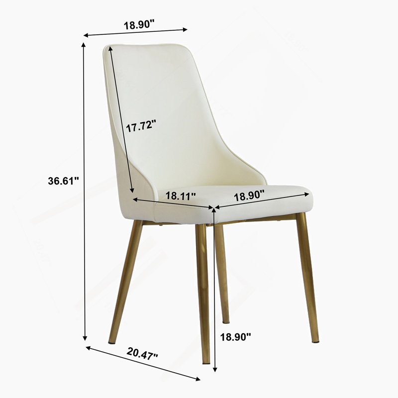 Chaise de salle à manger rembourrée d'éponge Modern Pu, Beige