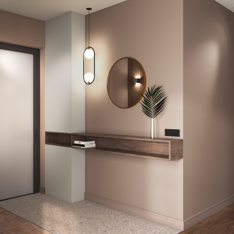Metal Flat Wall Mirror, Brushed Gold