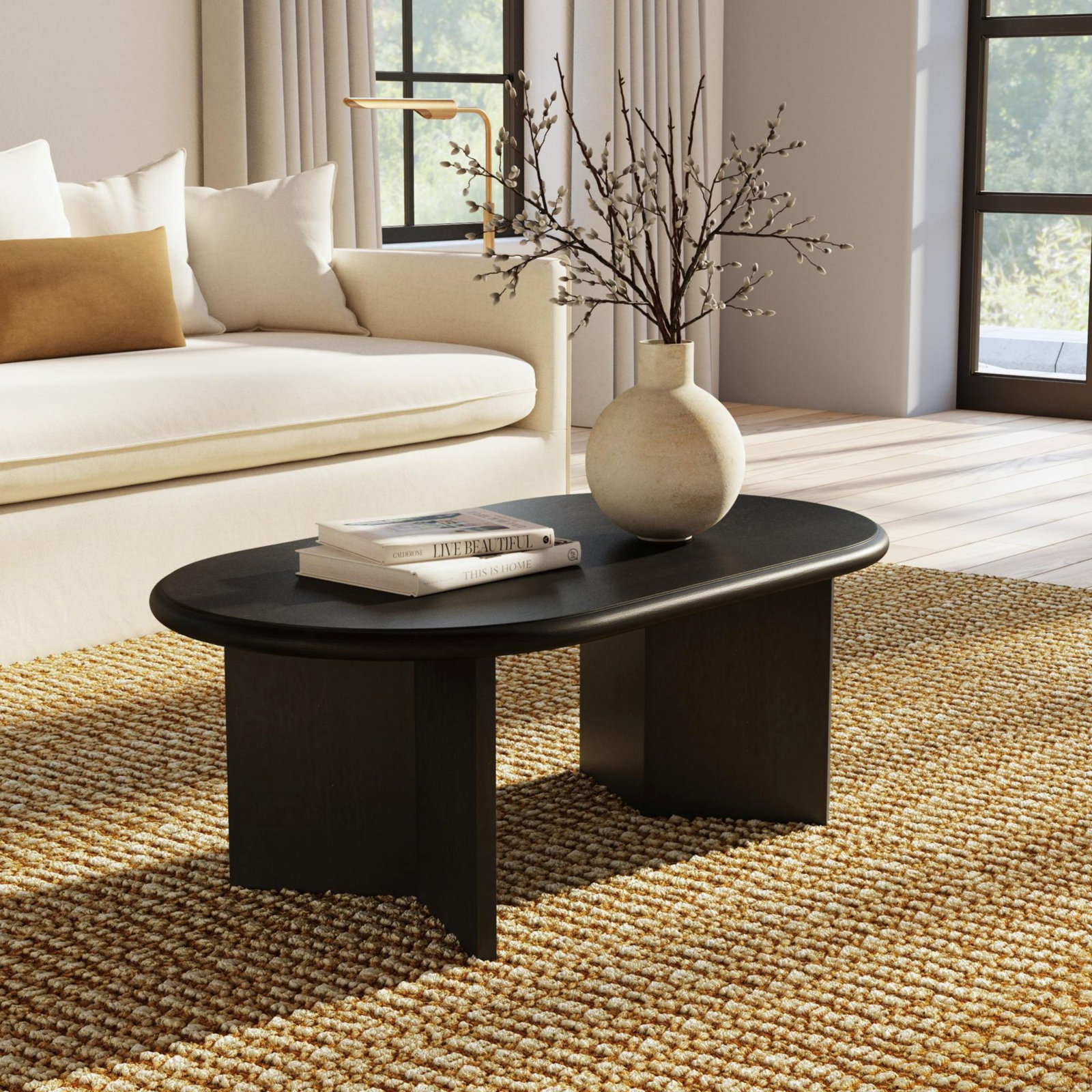 Brix Solid Wood Single Coffee Table, Matte Black