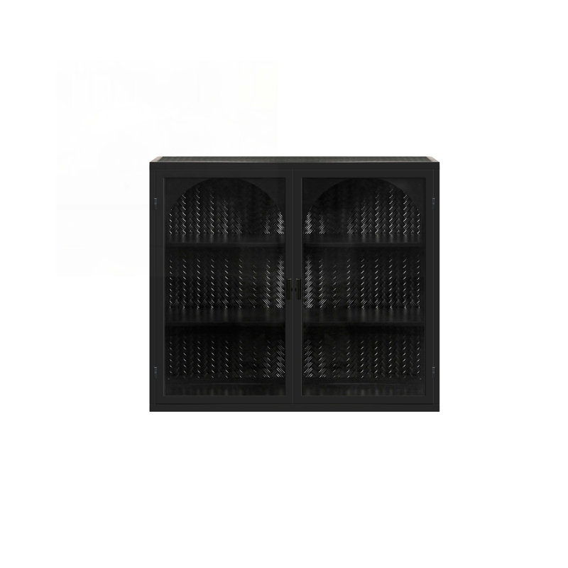 Buffet 27,56 "avec portes vitrées, Noir