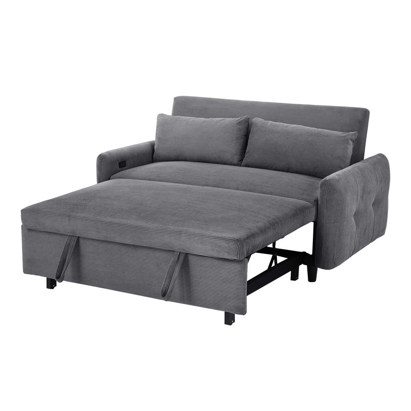 Lit convertible gris foncé avec 3 angles réglables, 56,55 po, dossier à 2 places en port, ports, Dark Grey