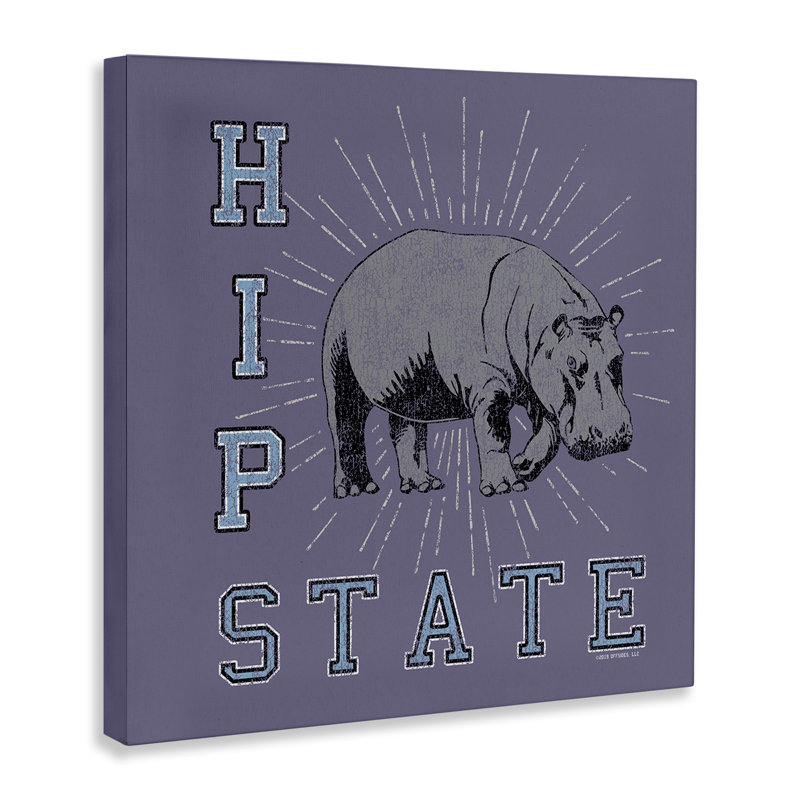 Art mural rétro sur toile «Hippo State» par Spirit Animals / Life Is High, H 30 po x l 30 po
