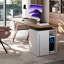 Bureau à 4 tiroirs brun noisette + blanc beige + bois manufacturé rectangulaire champagne + acier au carbone-167089737-167089743