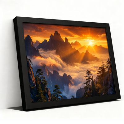 «Mountain Sunrise Landscape», ensemble de 1 reproduction d'art sur toile tendue sur toile