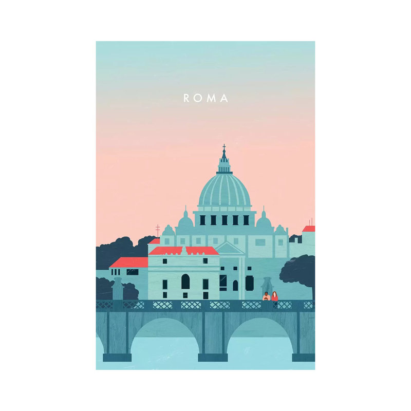 Roma 1 Piece Wrapped Canvas Wall Art, 30.48 cm H x 45.72 cm W