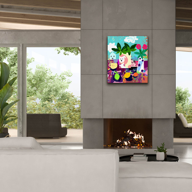 «Dog Vase Collage» par Holly McGee, art mural sur toile, H 30 po x l 26 po x P 1,5 po