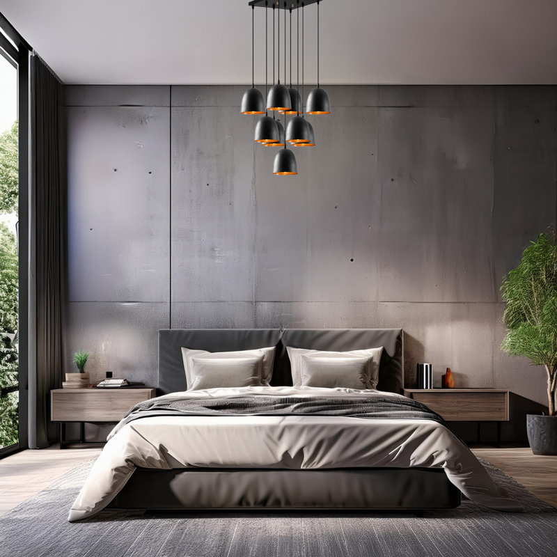 Luminaire suspendu en métal 9 lumières