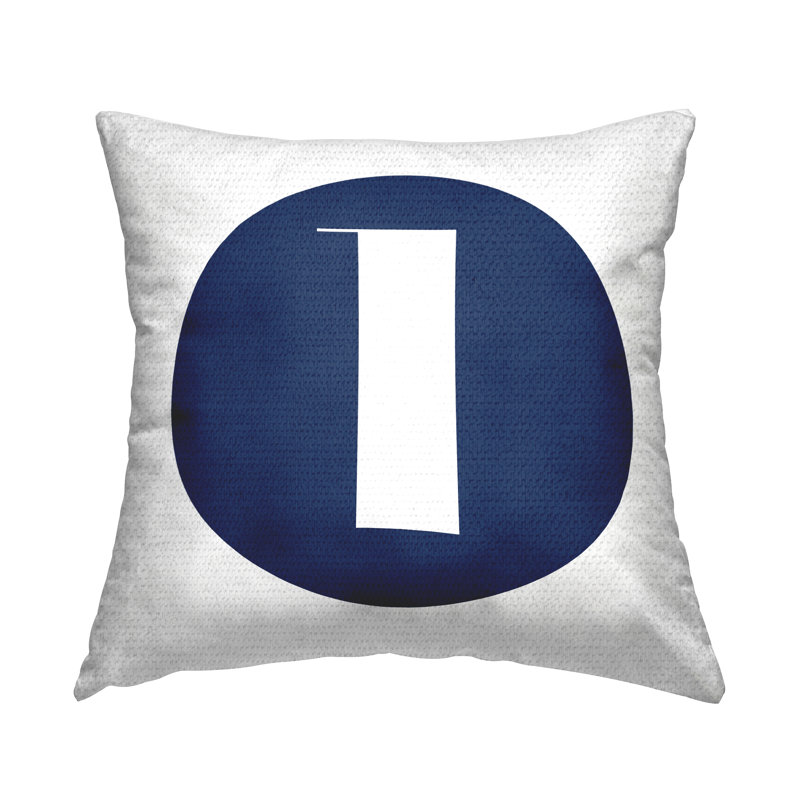 Blue Circle Letter Outdoor Throw Pillow, L