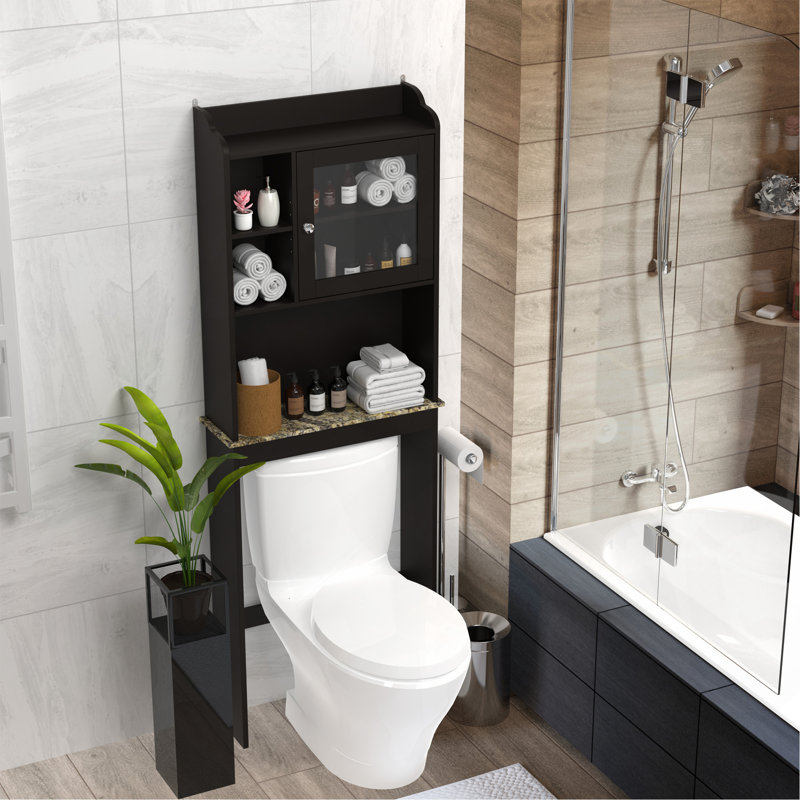 Modern Over The Toilet Space Saver Organization Wood Storage Cabinet for Home, Bathroom - Espresso