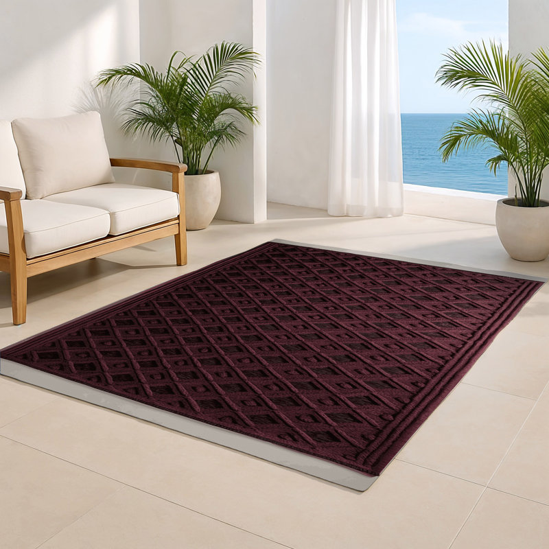 Trellis Brown Indoor and Outdoor Area Rug, Rectangle 2' x 3'