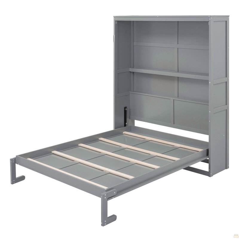 Grand lit escamotable mural avec tablettes