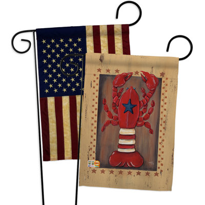 Ensemble de drapeaux de jardin 2 faces h 18,5 po x l 13 po patriotique lobster