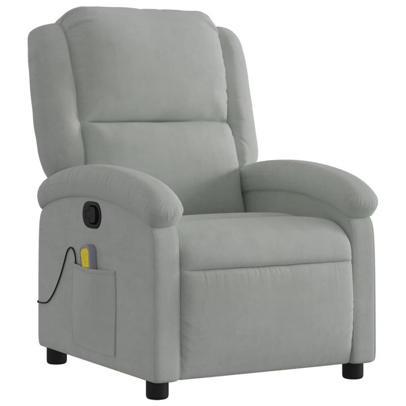 Moneek Manual Recliner Chair, Adjustable, Velvet, Light Gray Velvet