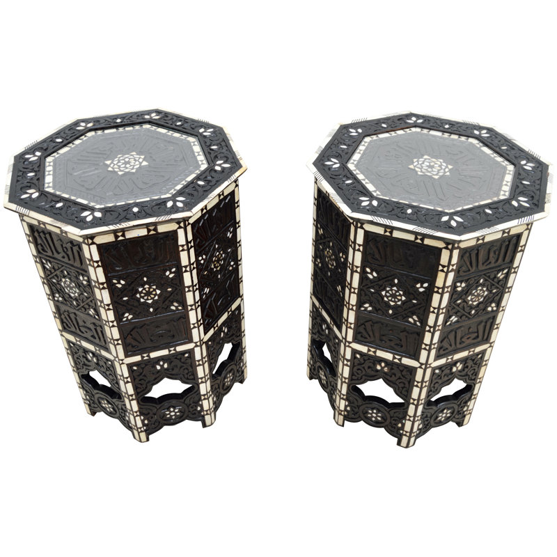 Syrian Glass End Table, Black