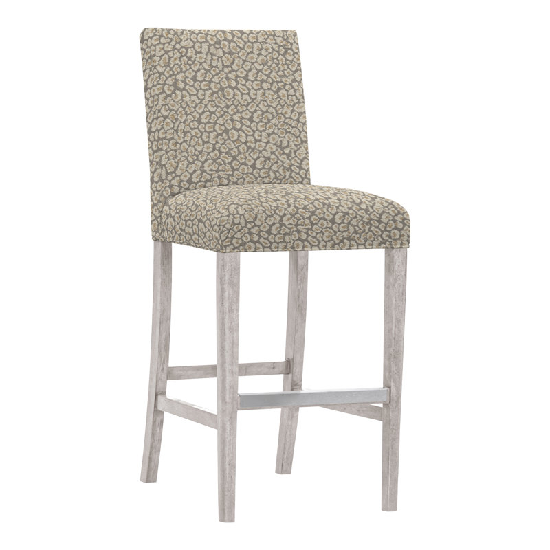 Gin Fizz Upholstered Stool with Solid Wood Frame, No, Navada Mushroom, Dove Gray