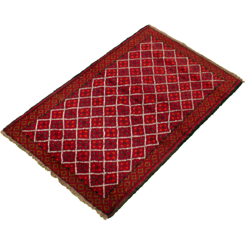 One-of-a-Kind 3'6" X 5'3" 1980s Wool Area Rug in Red