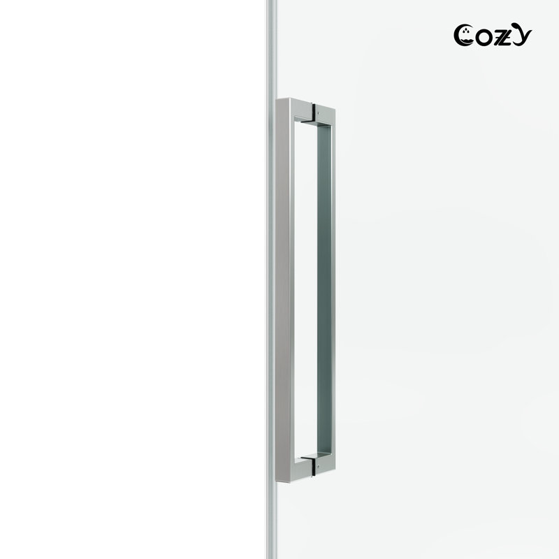 68-73" W X 66" H Frameless Single Sliding Shower Tub Door with 3/8" (10mm) Clear Tempered Glass, Shatter-Resistant Film & Installation Hole Locator - Square Top Rail