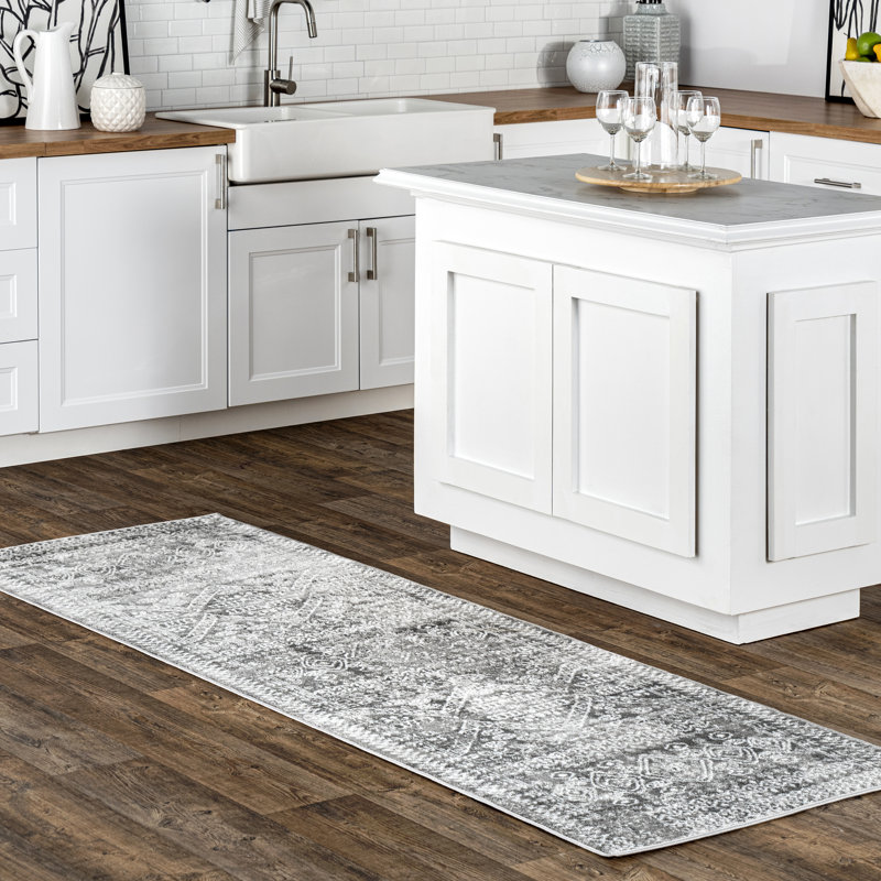 Tapis géométrique gris Caskey, Rond 8 pi