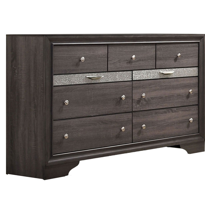 Commode double 7 tiroirs Ilene, Brun