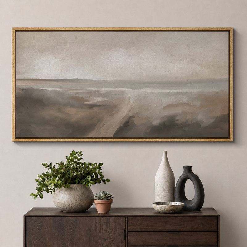 Green Tunes, art abstrait de paysage brun, photos murales neutres en sourdine, impression numérique sur toile giclée sur toile
