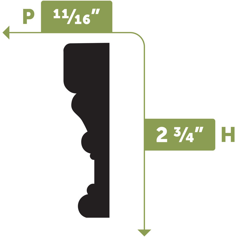 Moulage flexible du boîtier, H 2,75 po x l 144 po x P 0,68 po