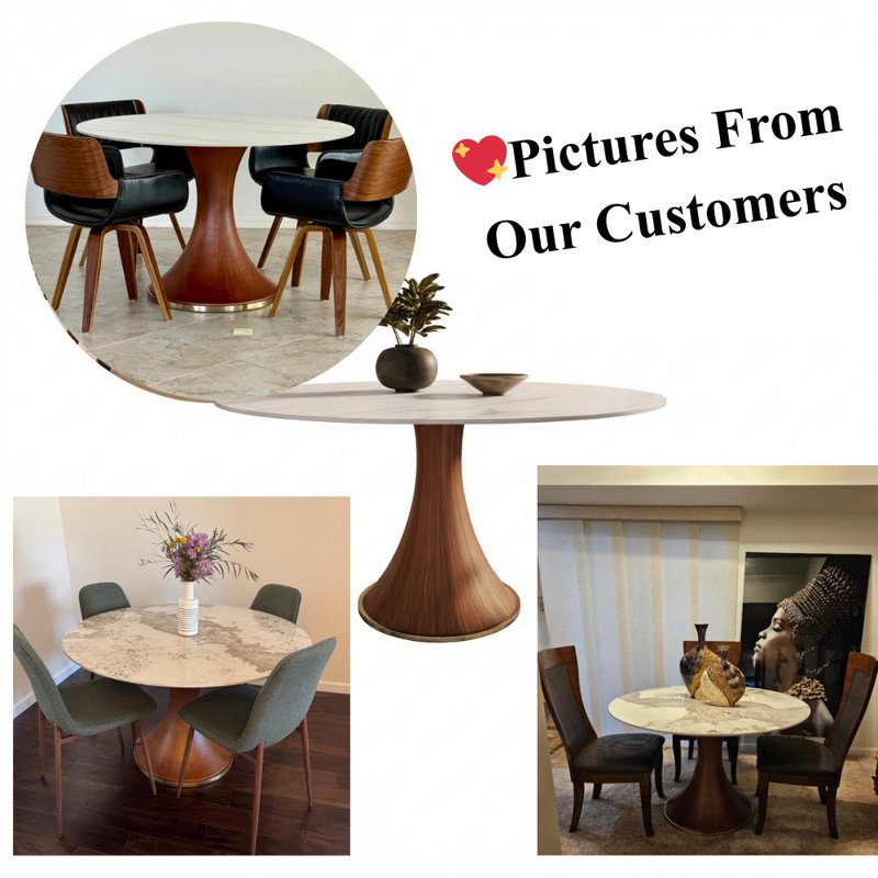 Danner Northwoods Round Solid Wood Farmhouse Kitchen Dining Table For 4-8 People, Pandora, 29.52"H x 53.15"L x 53.15"W