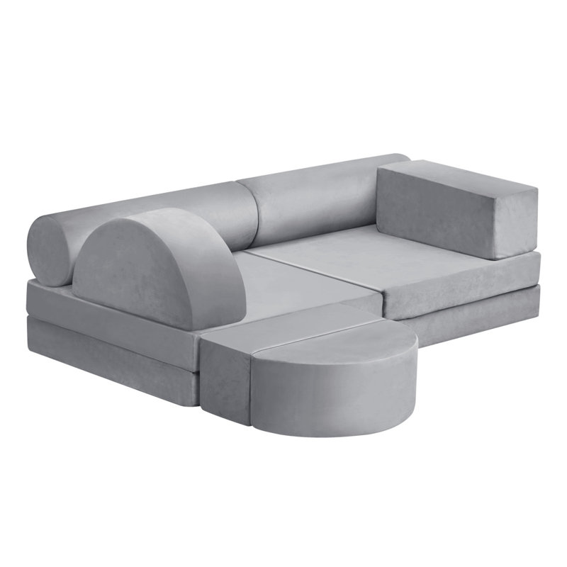 10-Piece Modular Kids Play Sofa For Playroom, Grey