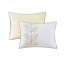 Courtepointe pour lit double / grand lit jaune, brodée avec motif floral, surface en microfibre réversible à douce et lavable à la machine-124253576