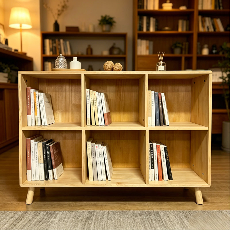 Étagère de rangement en bois à 6 cubes, bibliothèque ouverte autoportante avec pieds, rangement en bois massif naturel pour salon, chambre à coucher, bureau, entrée