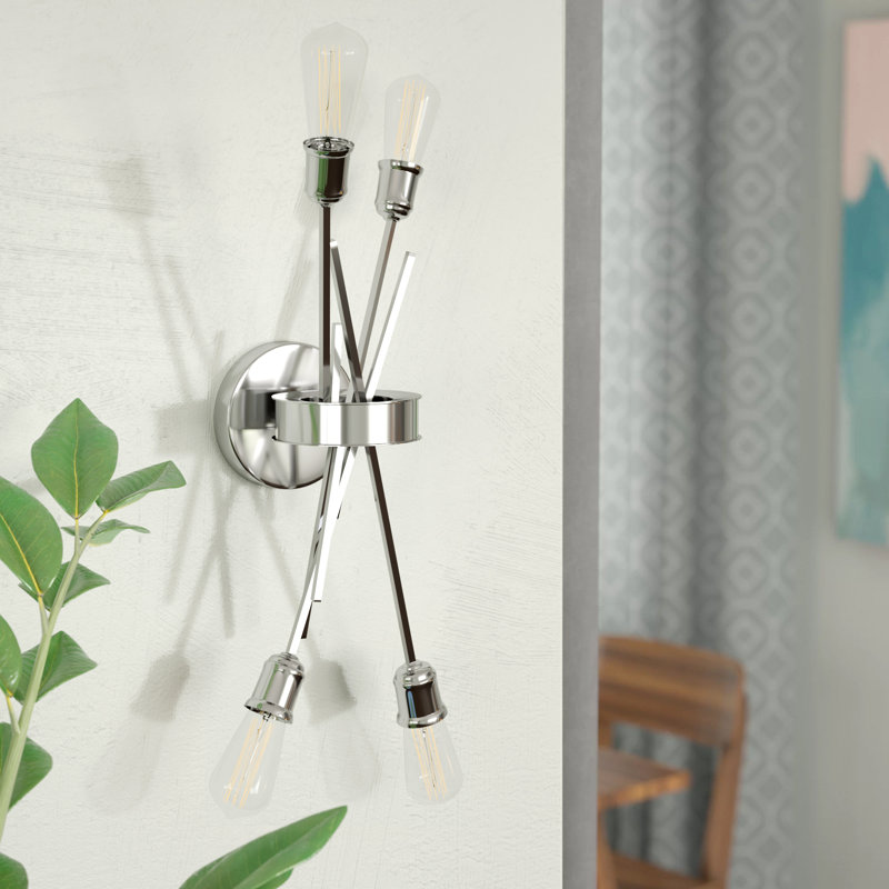 Nebraska 4 Light Wall Sconce, Burnished Chrome