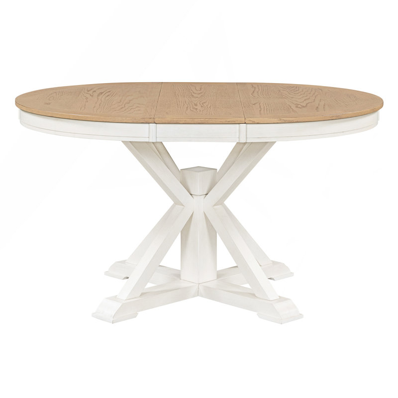 Table de salle à manger rétro avec rallonge fonctionnelle de 12 po pour salle à manger et salon, Bois de chêne naturel