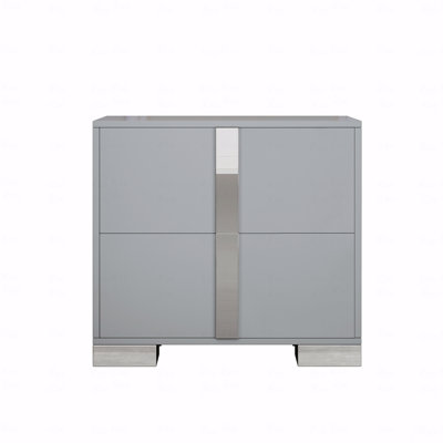 Elegant Gray Nightstand With Metal Feet And 2 Drawers – Sturdy Mdf Construction For Bedroom & Living Room Storage