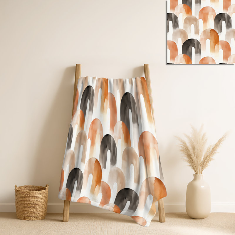 Boho Calm Arches II - couverture en molleton Curved Line, jeté chaud moderne