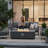 48-Inch Rectangular Concrete Propane/Natural Gas Fire Pit Table With 50000 Output, Push-Button Ignition, Adjustable Flame, Lava Rocks, And Cover Fiber Table, , Push - Button Weather
