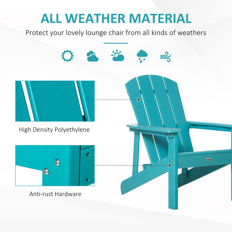 Turquoise HDPE Adirondack Chair with Wide Seat and High Back