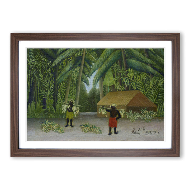 Banana Harvest by Henri Rousseau - Picture Frame Painting, Walnut Framed, 27cm H x 36cm W x 2cm D