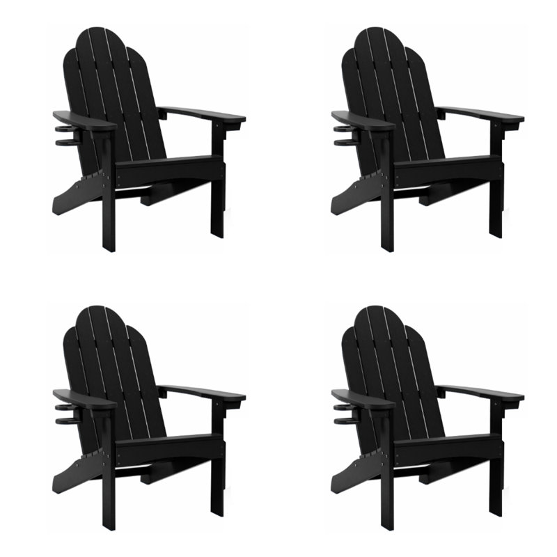 Plastic Folding Adirondack Chair, Black