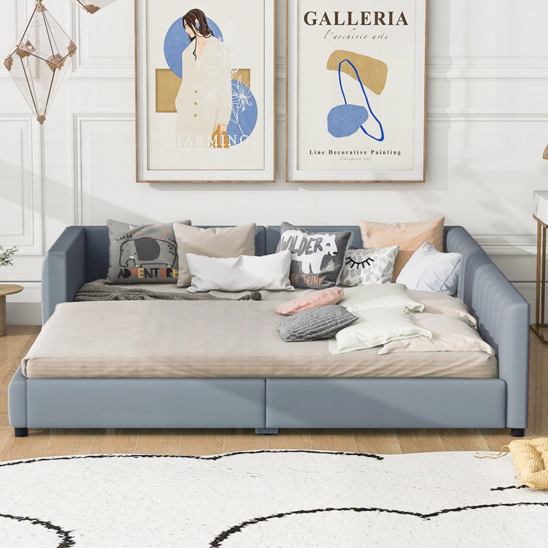 Upholstered Platform Bed, Gray