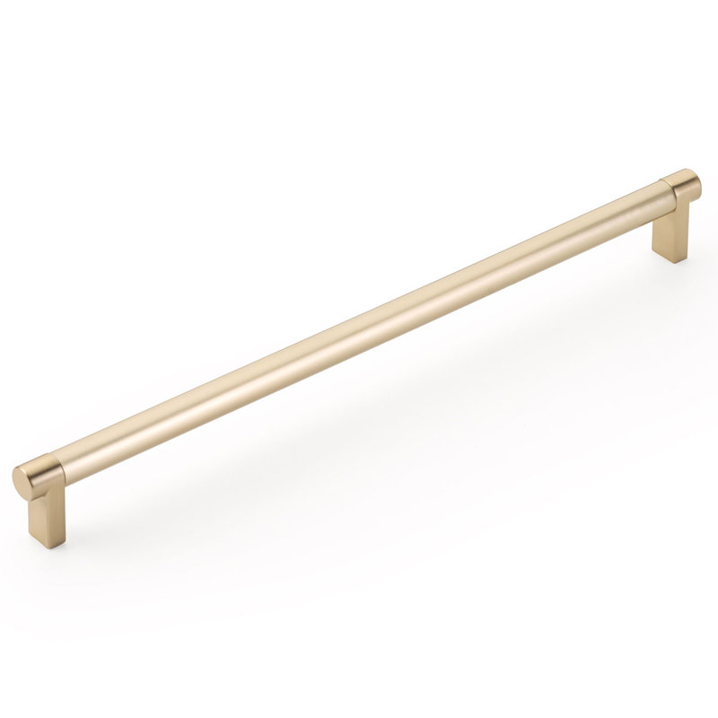 Emtek Select Cabinet Pull w/ Rectangular Stem & Smooth Bar, Satin Brass, 4" Center to Center