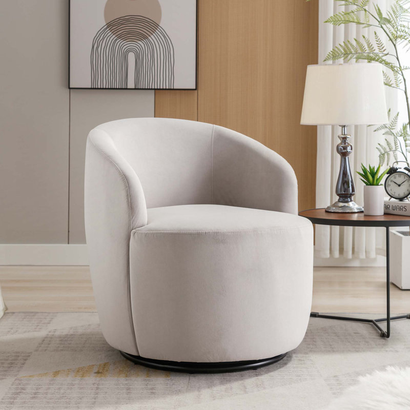 Fauteuil demi-tonneau pivotant, Tissu de velours gris