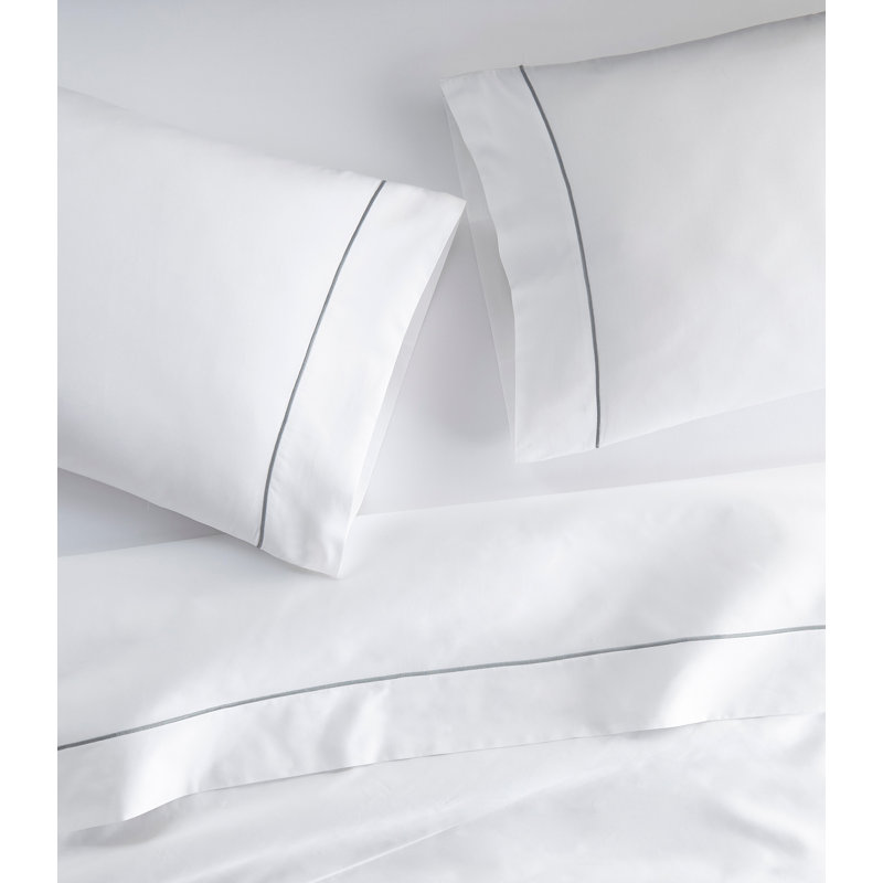 Soprano II 420 Thread Count 100% Cotton Sateen Flat Sheet, Pearl, Twin