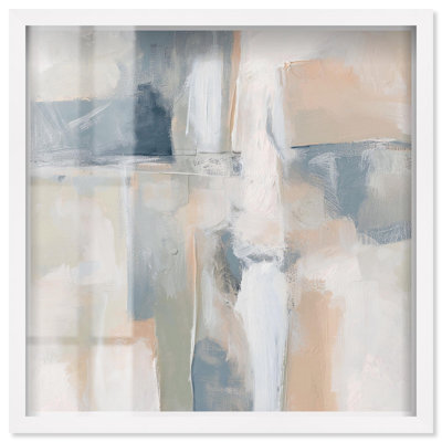 «Slate and Rose Palette II Shadowbox», art mural minimaliste par Art Remedy, cadre blanc, 21 x 21