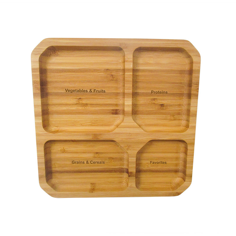 Contenant à assiettes en bambou Portion Control pour régime et perte de poids par Foundry Select