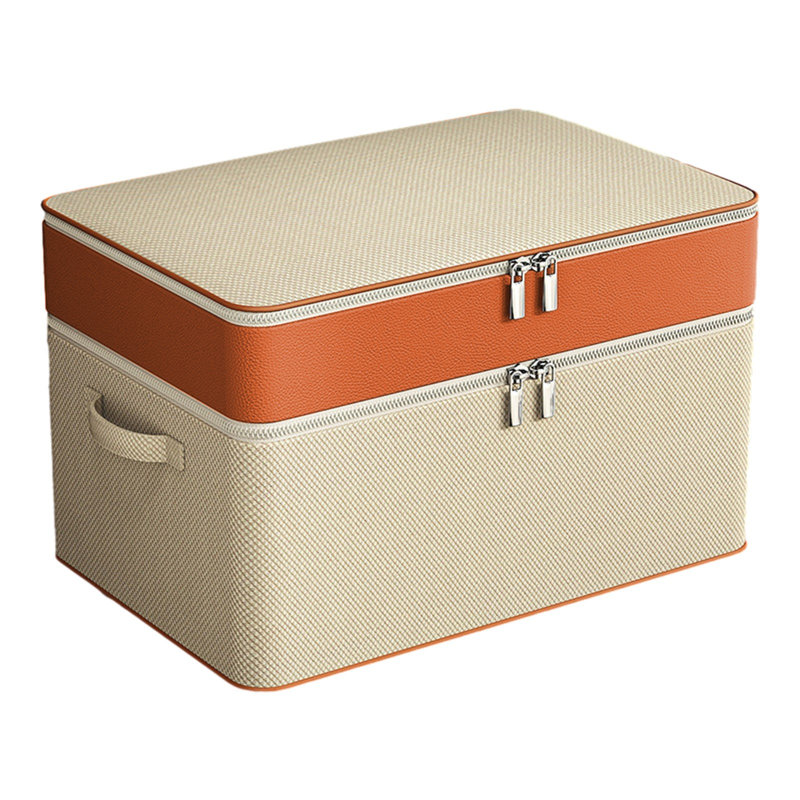 Double Layer Zipper Clothes Storage Bag Wardrobe Storage Box Portable Storage Bag Winter Quilt Storage Box, F