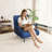 Space-saving Convertible Bed, Fabric Steel Blue Modern Design For Home And Office